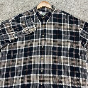 Natural Issue Button Down Shirt Mens XXL Black‎ Brown Plaid Oxford Cotton Twill